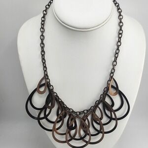 Copper Bronze Color Drop Statement Necklace‎